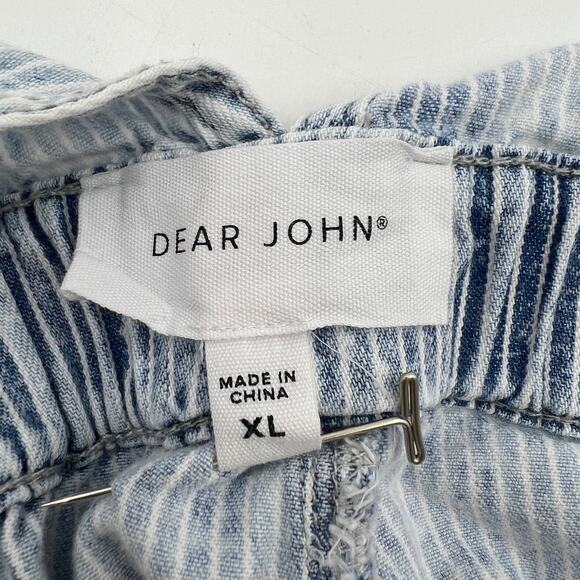 Dear John Sivan Denim Tank Jumpsuit Faded Railroad Stripes Blue White - Picture 4 of 13